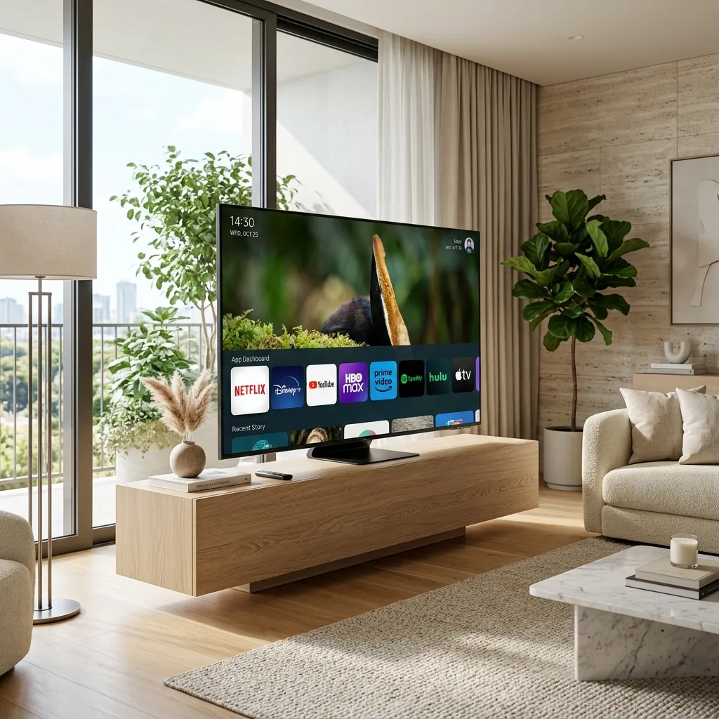 Samsung Smart TV dashboard showing top IPTV applications